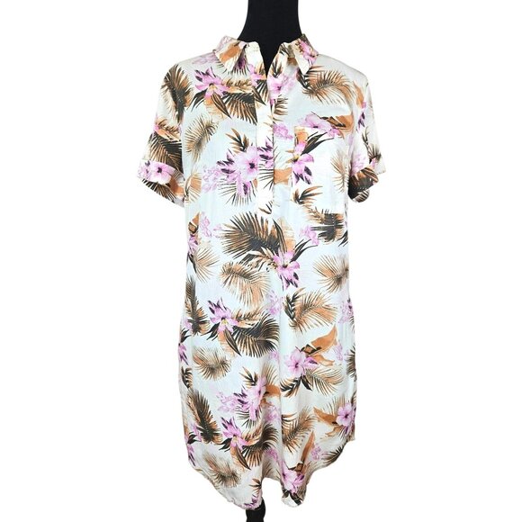 Kut From The Kloth Tropical Print Button-Front Shirt Dress Lightweight Sz Small - Picture 2 of 15